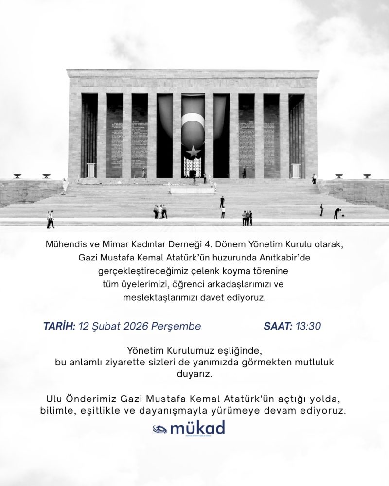 11 Subat 2026 Muhendis ve Mimar Kadinlar Derneği Celenk Koyma Töreni Duyurusu